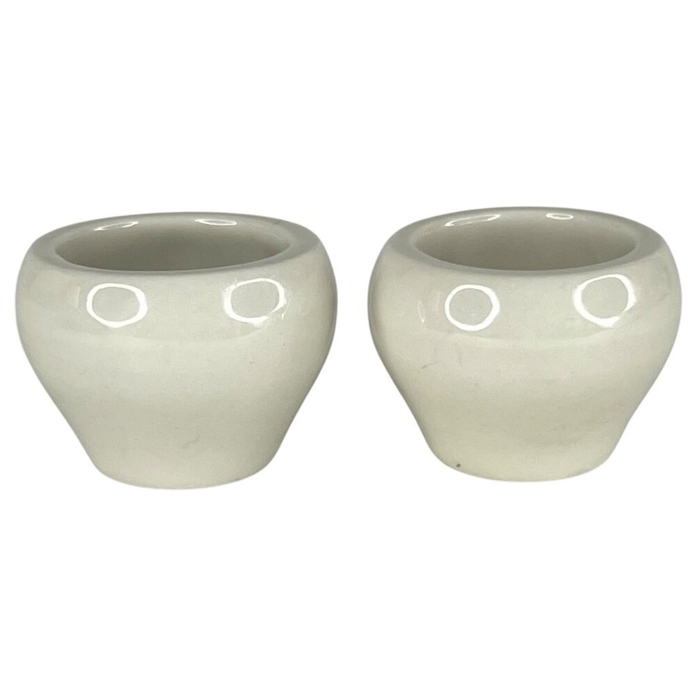 2 Vintage Hall China Open Salt Cellars White Ceramic Made In USA 1153 Dip Set - Picture 3 of 8